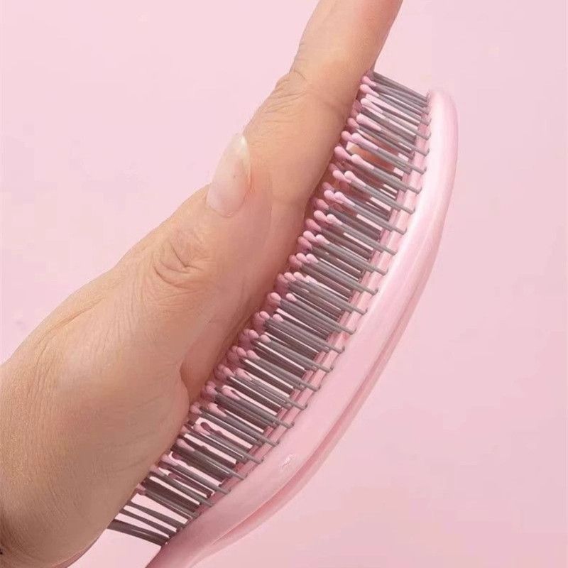 Standable Long Handle Bone Comb Women Fluffy Hair Brush Curly Hair Scalp Massage Comb—Green