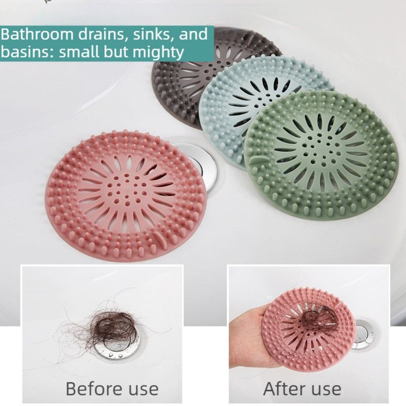 Silicone Anti-clog Filter Cover, Bathroom Drain Hair Catcher, Kitchen Sink Drain Strainer—Pink