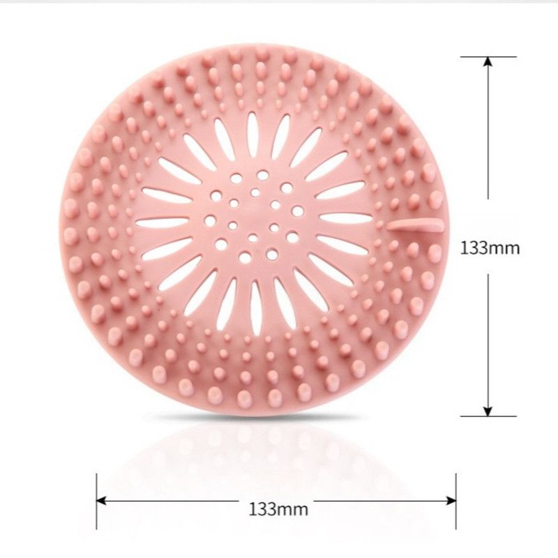 Silicone Anti-clog Filter Cover, Bathroom Drain Hair Catcher, Kitchen Sink Drain Strainer—Pink