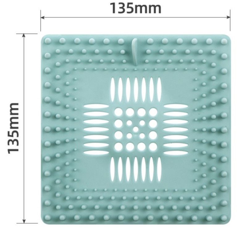 TPR Square Drain Mat, Bathroom Hair Catcher, Kitchen Sink Drain Anti-clog Filter—Blue