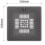 TPR Square Drain Mat, Bathroom Hair Catcher, Kitchen Sink Drain Anti-Clog Filter—Gray