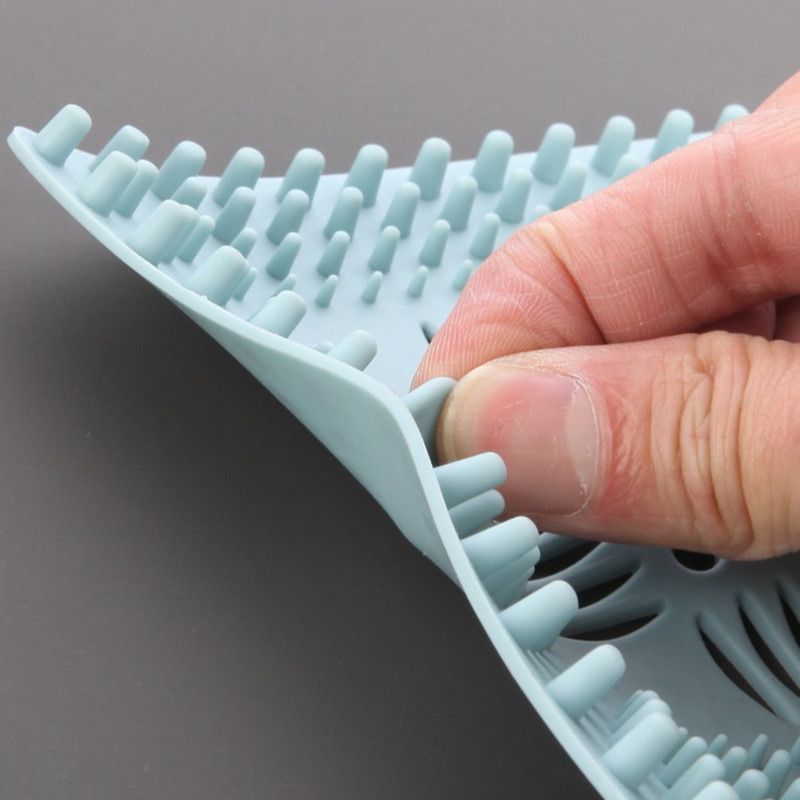 TPR Square Drain Mat, Bathroom Hair Catcher, Kitchen Sink Drain Anti-Clog Filter—Gray