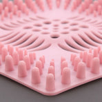 TPR Square Drain Mat, Bathroom Hair Catcher, Kitchen Sink Drain Anti-Clog Filter—Gray