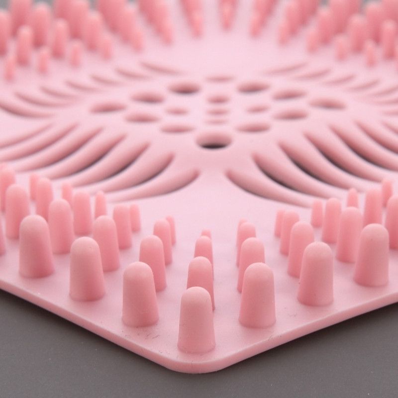 TPR Square Drain Mat, Bathroom Hair Catcher, Kitchen Sink Drain Anti-Clog Filter—Green
