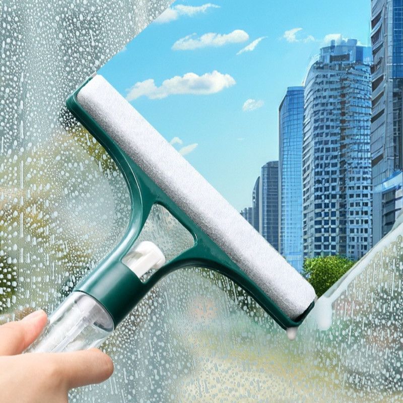 3-in-1 Spray Squeegee, Household Cleaner with Built-in Spray Bottle, Silicone Water Wiper—Light Green