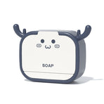 Cute Antler Soap Dish, No-Drill Wall-Mounted Soap Holder with Lid, Drainage Design, Single Compartment - Blue