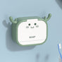 Cute Antler Soap Dish, No-Drill Wall-Mounted Soap Holder with Lid, Drainage Design, Single Compartment - Green