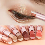 Dual Color Gradient Eyeshadow Stick, Waterproof and Sweat-Proof Shimmer Eye Shadow Pencil—Coffee Brown