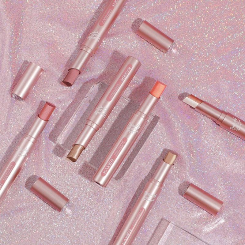 Dual Color Gradient Eyeshadow Stick, Waterproof and Sweat-Proof Shimmer Eye Shadow Pencil—Coffee Brown