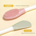 Double-Ended Silicone Mask Brush & Cleansing Facial Brush, Beauty Tool—Beige