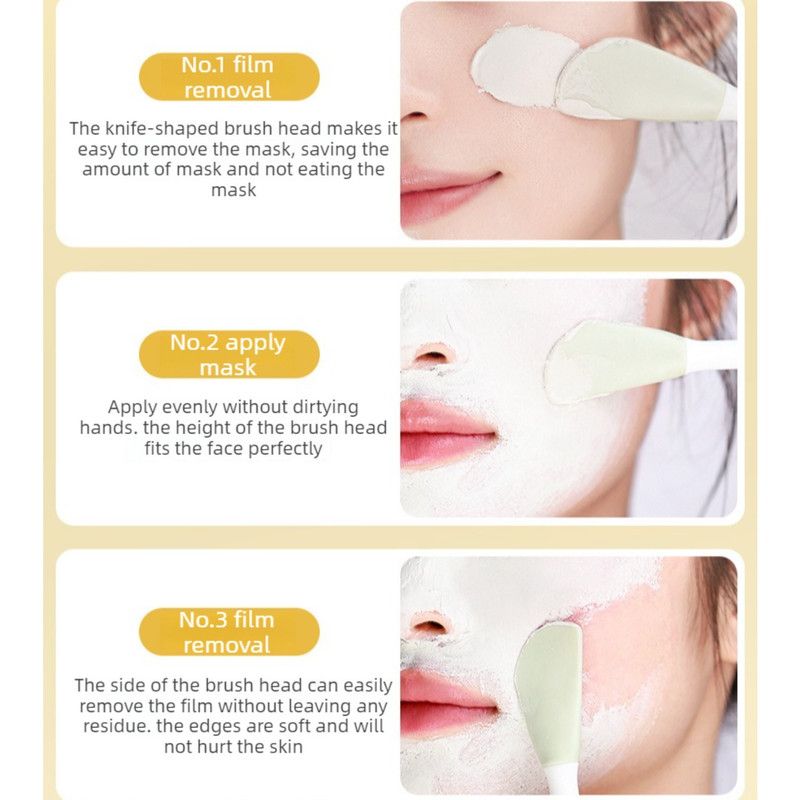 Double-Ended Silicone Mask Brush & Cleansing Facial Brush, Beauty Tool—Beige