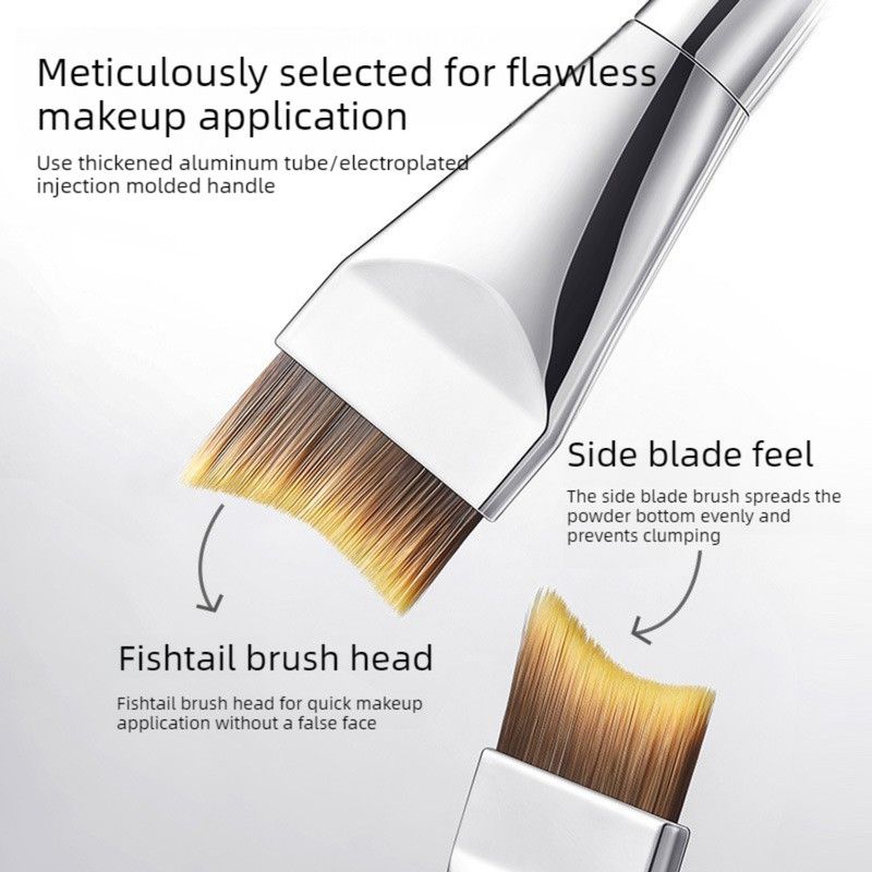 Double-ended Fish Tail Foundation Brush, Flat Ultra-thin Makeup & Mask Applicator