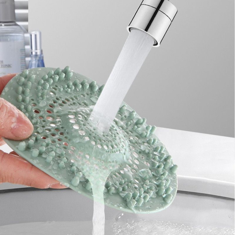 Silicone Drain Hair Catcher, Bathroom Sink Drain Strainer Cover—Light Gray