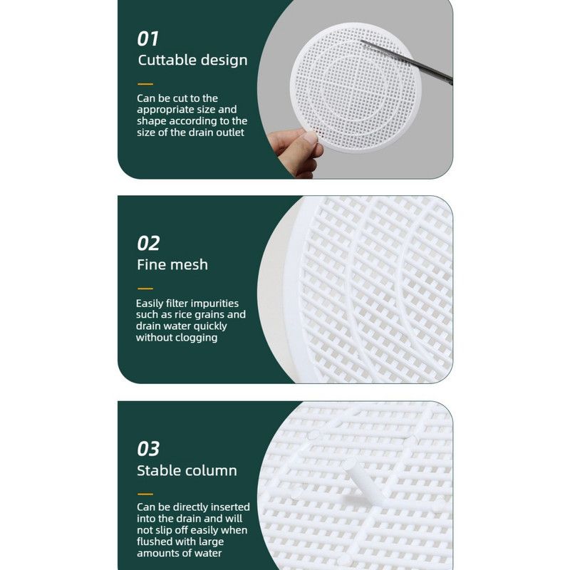 Cuttable Square Drain Hair Filter Screen, Bathroom Sewer Anti-Clogging Filter Sheet