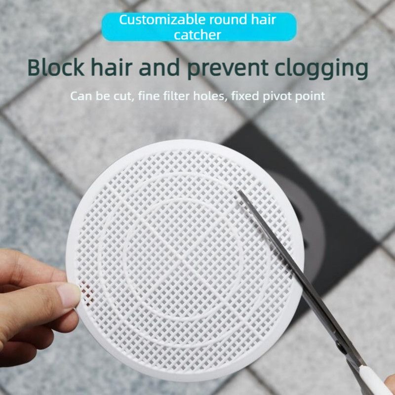 Cuttable Round Drain Hair Filter Screen, Bathroom Sewer Anti-clogging Filter Sheet
