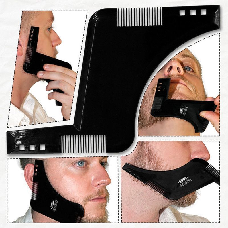 Men's Beard Shaping Template Comb, Beard Contour Styling Tool—Transparent