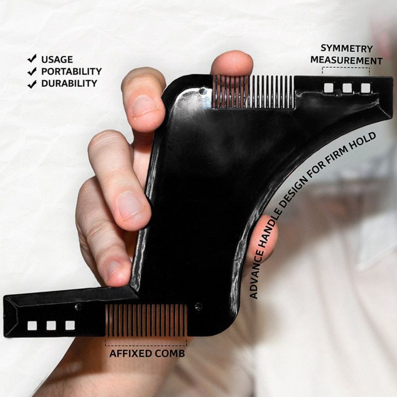 Men's Beard Shaping Template Comb, Beard Contour Styling Tool—Transparent