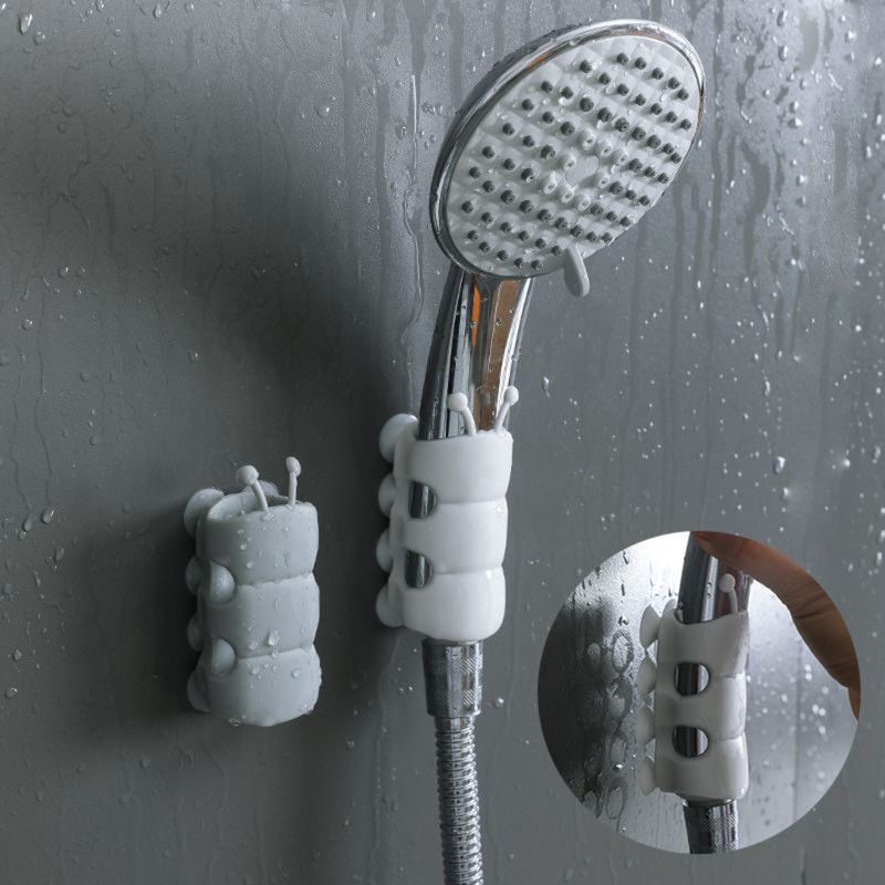 2-Piece Suction Cup Shower Head Holder, No-Drill Shower Bracket—White