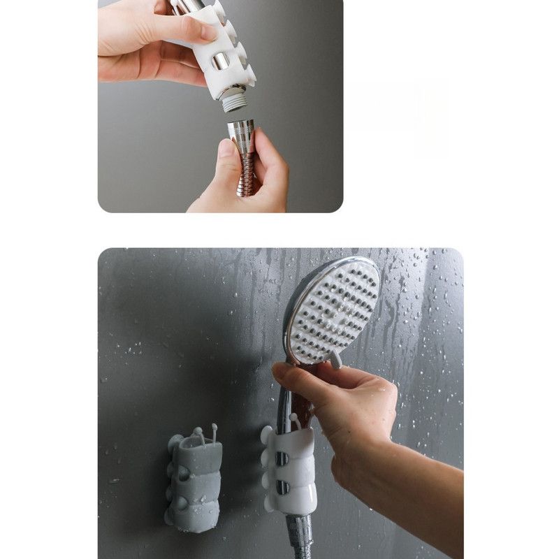 2-Piece Suction Cup Shower Head Holder, No-Drill Shower Bracket—White