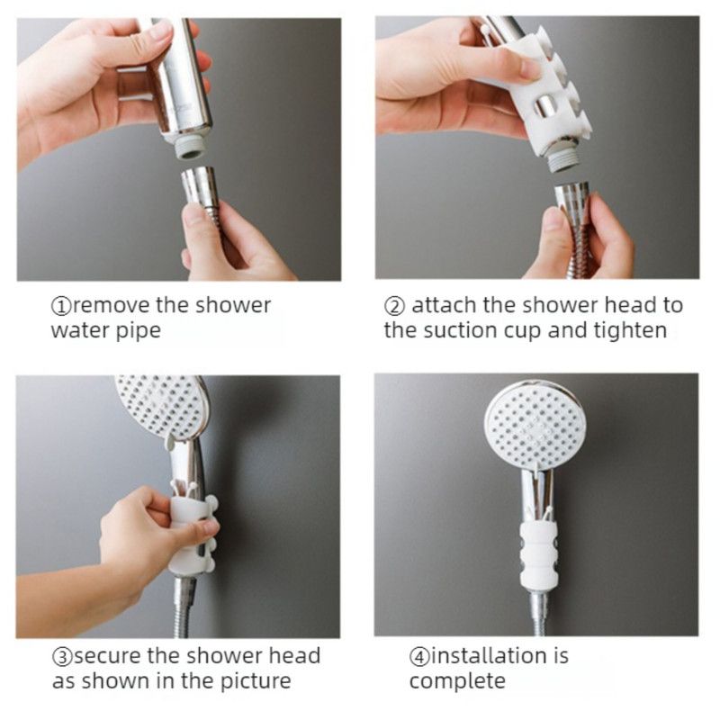 2-Piece Suction Cup Shower Head Holder, No-Drill Shower Bracket—White