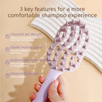 Long-Handled Hollow Shampoo Brush, Scalp Massage & Hair Cleaning Comb—Pink
