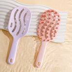 Long-Handled Hollow Shampoo Brush, Scalp Massage & Hair Cleaning Comb—Pink