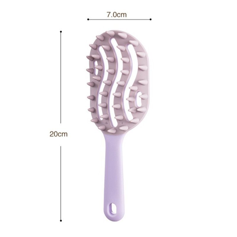 Long-Handled Hollow Shampoo Brush, Scalp Massage & Hair Cleaning Comb—Pink