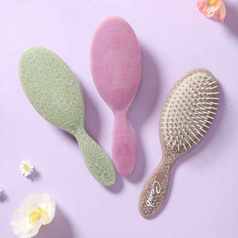 Vintage Totem Printed Air Cushion Comb, Highly Stylish Home Hair Brush—Brown