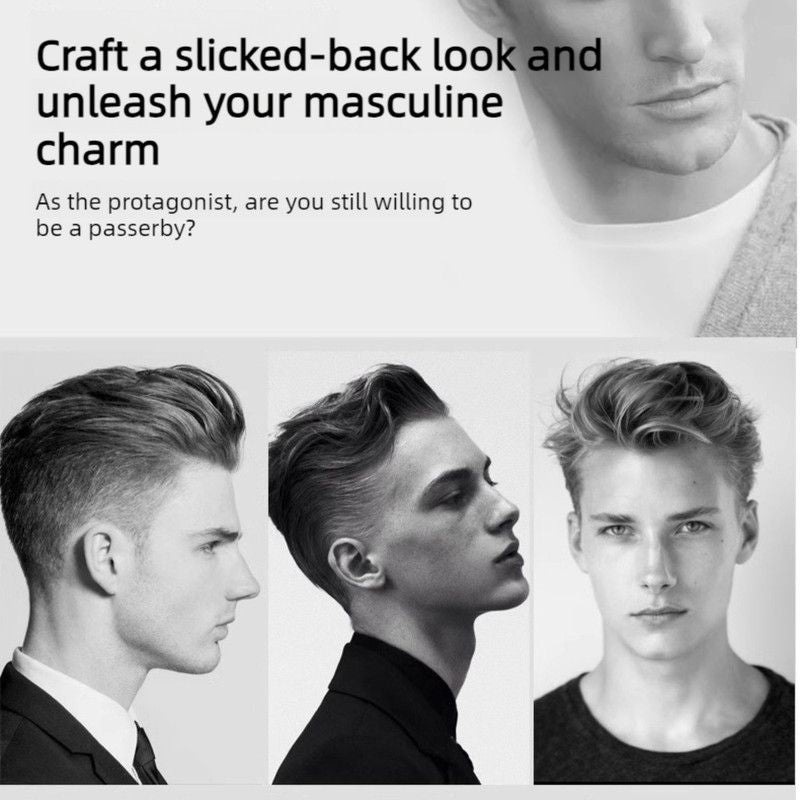 Men's Vintage Pompadour Wide-Tooth Comb, Slick-Back Styling Hair Comb, Plastic Hairdressing Comb—Black