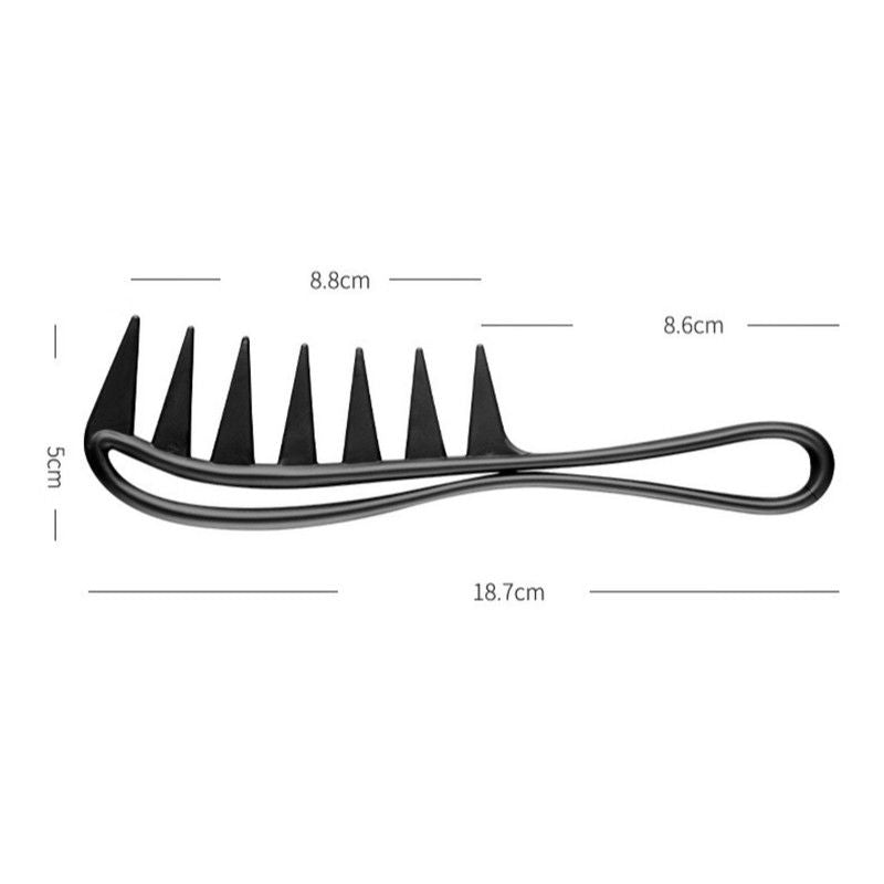 Men's Vintage Pompadour Wide-Tooth Comb, Slick-Back Styling Hair Comb, Plastic Hairdressing Comb—Black