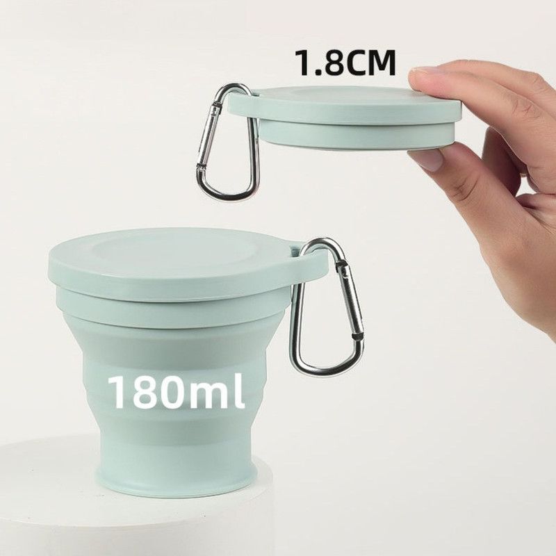 Silicone Collapsible Water Cup, Portable Retractable Travel Mug, Outdoor Camping—Blue