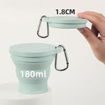 Silicone Collapsible Water Cup, Portable Retractable Travel Mug, Outdoor Camping—Green