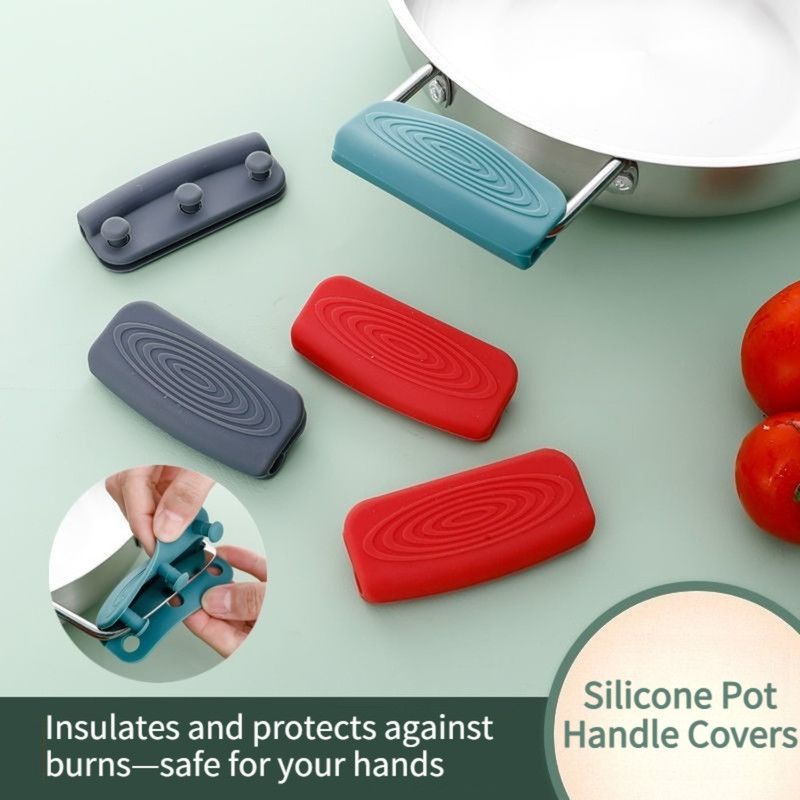 Silicone Pot Handle Cover, Heat-Resistant Pot Grip Protector for Cast Iron Pots—1 Pair—Gray