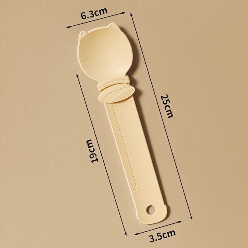 Cat Treat Spoon, Squeezer for Cat Puree Snacks, Cat Strip Feeding Spoon—Beige