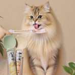 Cat Treat Spoon, Squeezer for Cat Puree Snacks, Cat Strip Feeding Spoon—Beige
