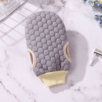 Double-Sided Honeycomb Bath Scrub Gloves, Skin-Safe Exfoliating Mitt—Gray