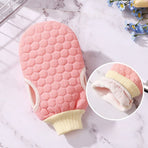 Double-Sided Honeycomb Bath Scrub Gloves, Skin-Safe Exfoliating Mitt—Gray