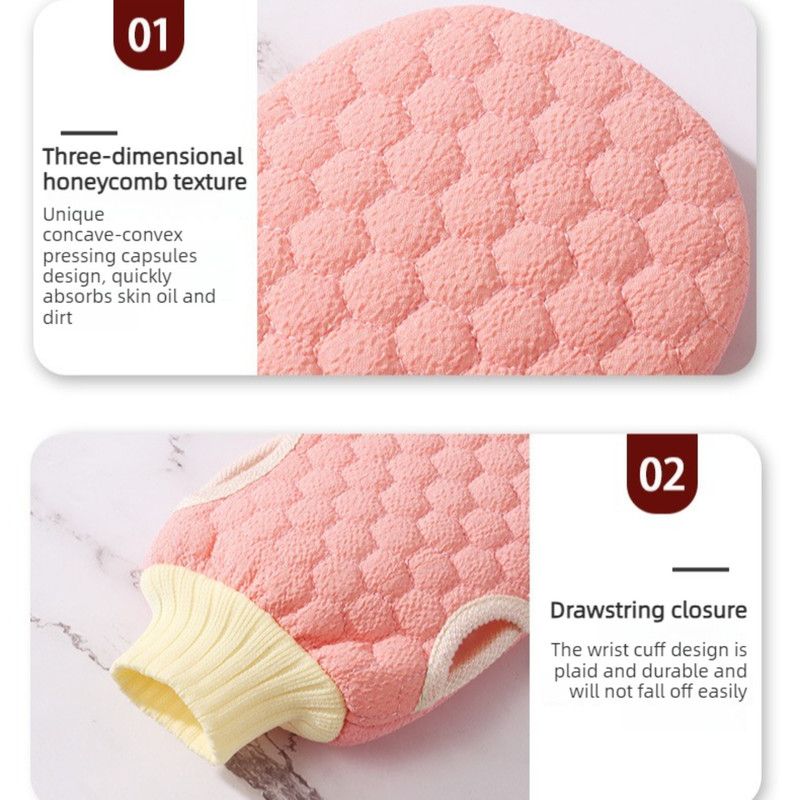 Double-Sided Honeycomb Bath Scrub Gloves, Skin-Safe Exfoliating Mitt—Gray