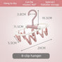 Folding Clothes Hanger with 8 Clips, Detachable Sock Drying Rack, Hanger for Home, Dorm, and Balcony—Pink