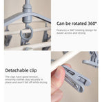 Folding Clothes Hanger with 24 Clips, Foldable Multi-clip Hanger, Underwear and Socks Drying Rack—Gray