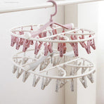 Folding Clothes Hanger with 24 Clips, Foldable Multi-clip Hanger, Underwear and Socks Drying Rack—Gray