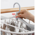 Folding Clothes Hanger with 32 Clips, Foldable Multi-clip Hanger, Underwear and Socks Drying Rack—Gray