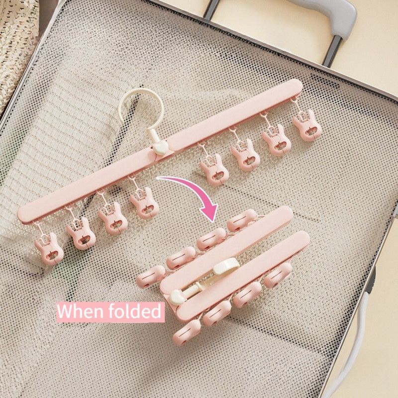 Travel Foldable Sock Clip, Portable Multi-functional Hanger for Socks, Underwear, and Hats—Yellow