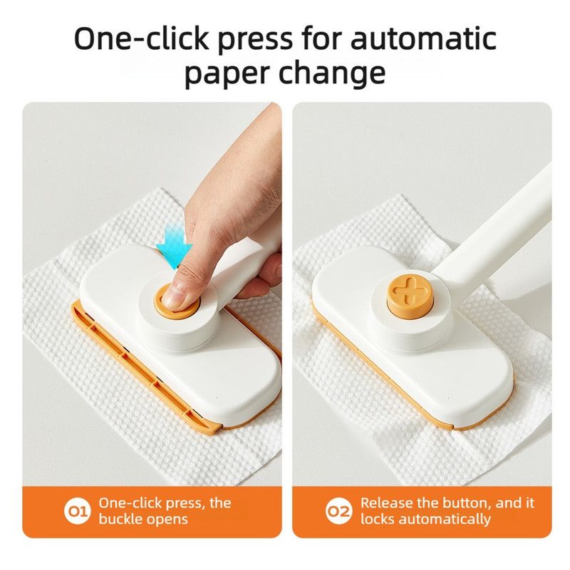 Mini Cleaning Mop for Facial Towels, Hands-Free Rotatable Clamp Cleaning Brush—Orange