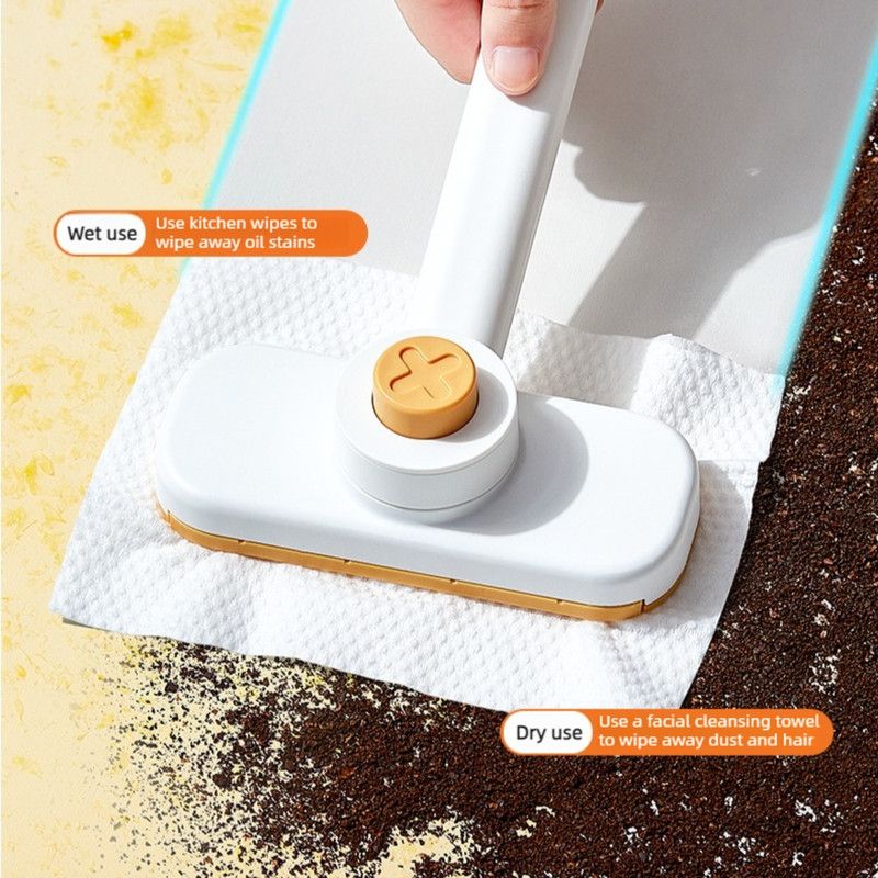 Mini Cleaning Mop for Facial Towels, Hands-Free Rotatable Clamp Cleaning Brush—Orange
