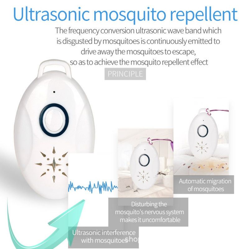 Portable Ultrasonic Mosquito Repellent, USB-Rechargeable Outdoor Electronic Insect Repeller—White