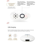 Portable Ultrasonic Mosquito Repellent, USB-Rechargeable Outdoor Electronic Insect Repeller—White