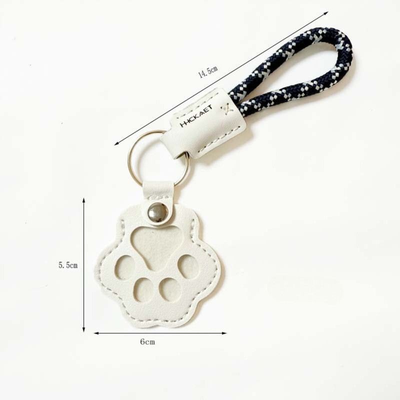 Cat Paw Pet Hair Memorial Keychain, Keepsake Bag Charm for Pet Fur Storage—White and Blue