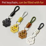 Cat Paw Pet Hair Memorial Keychain, Keepsake Bag Charm for Pet Fur Storage—White and Blue