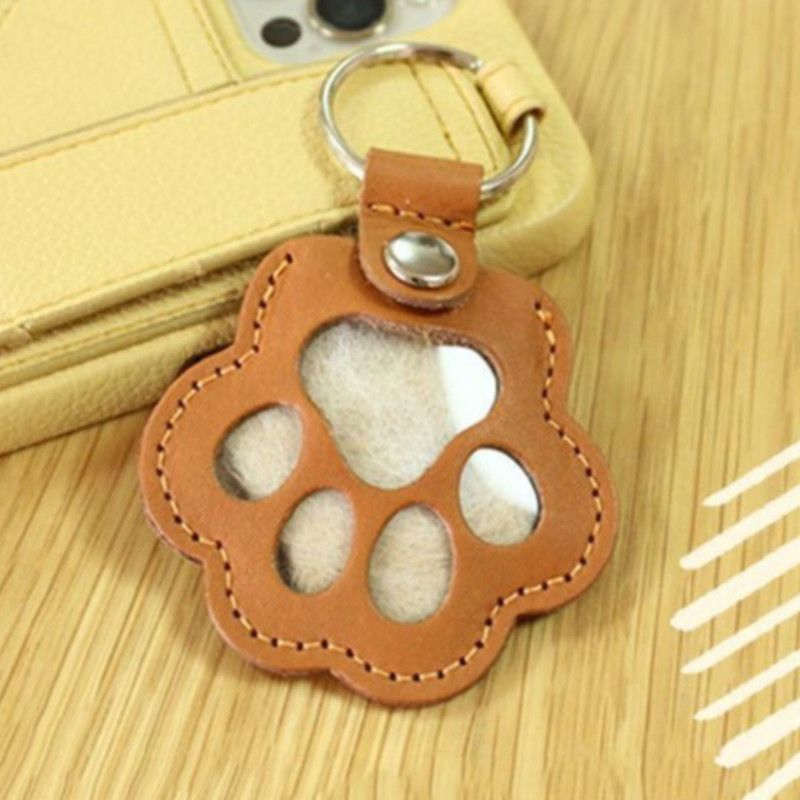 Cat Paw Pet Hair Memorial Keychain, Keepsake Bag Charm for Pet Fur Storage—White and Blue